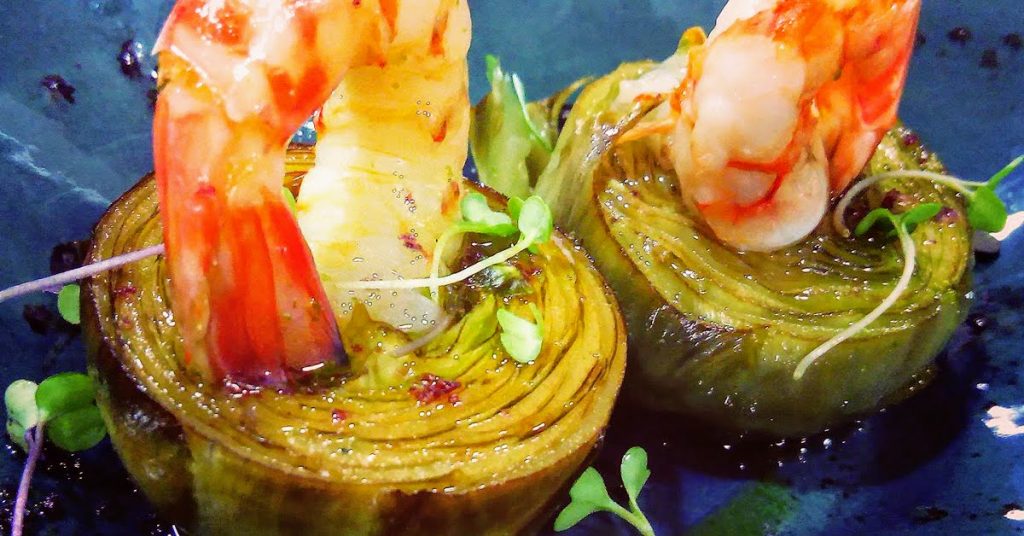 el guano restaurante corazones alcachofas langostinos gazpacho ajo blanco